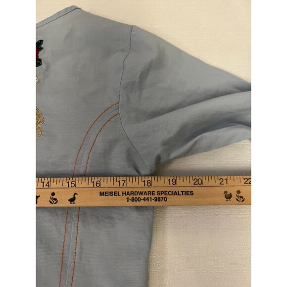Khaadi A-Line Dress Womens 10 Long Sleeve Embroidered Flower Hook Eye Blue - Picture 12 of 13